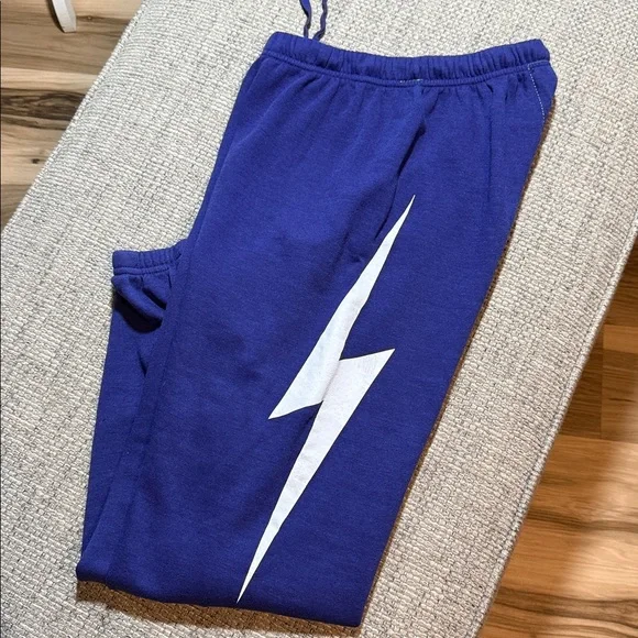 Aviator Nation Bolt Collection SET Crewneck and Sweatpants Deep Purple White S - Picture 7 of 7